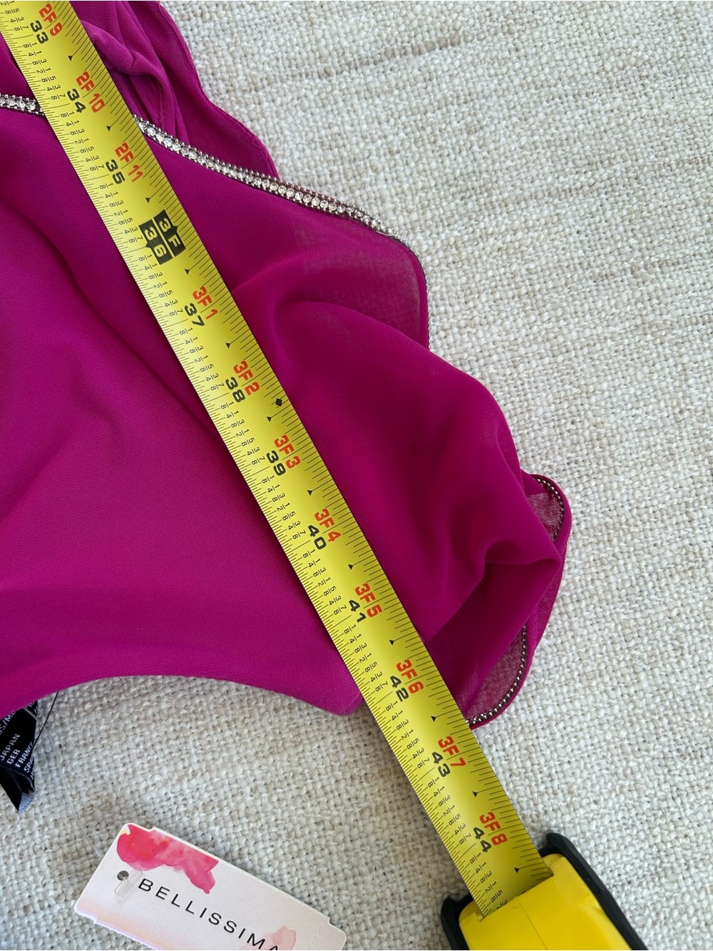 Joseph Ribkoff Magenta Rhinestone Asymmetrical Ruffle Lined Cocktail Dress | US - Picture 15 of 16
